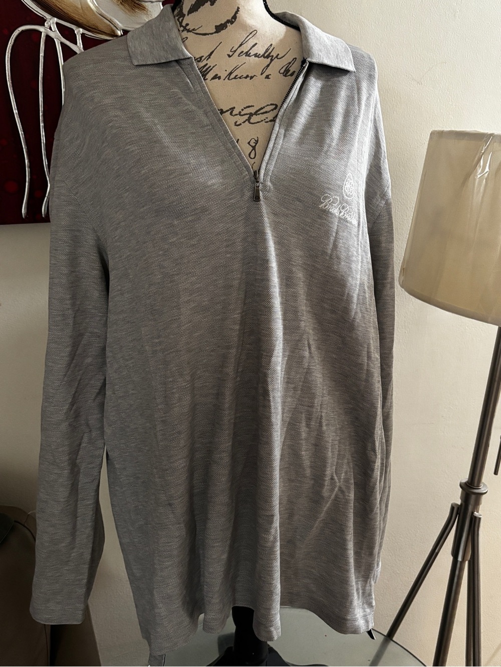 Brooks Brothers Light Gray Polo with Black Logo